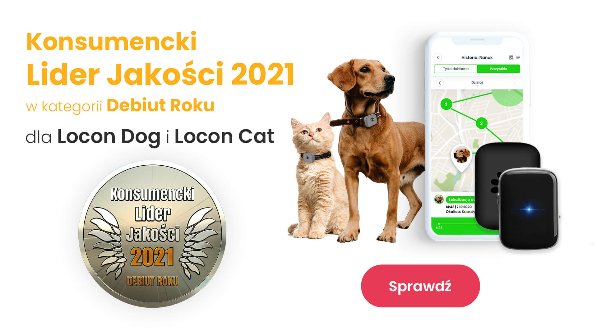 Certyfikat Locon Dog konsumencki lider jakości, czyli pies z nadajnikiem GPS marki Locon