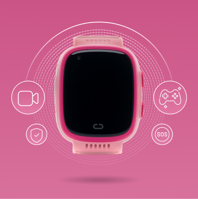 Różowy smartwatch dziewczęcy z grami i funkcją SOS