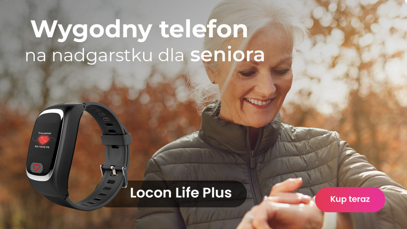 Telefon dla seniora na rękę w opasce Locon Life Plus